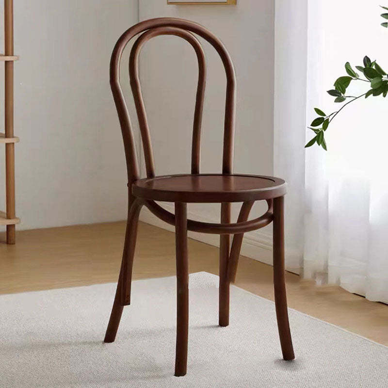 Vintage Curved Wood Wicker Dining Chair