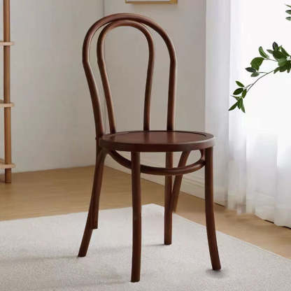 Vintage Curved Wood Wicker Dining Chair