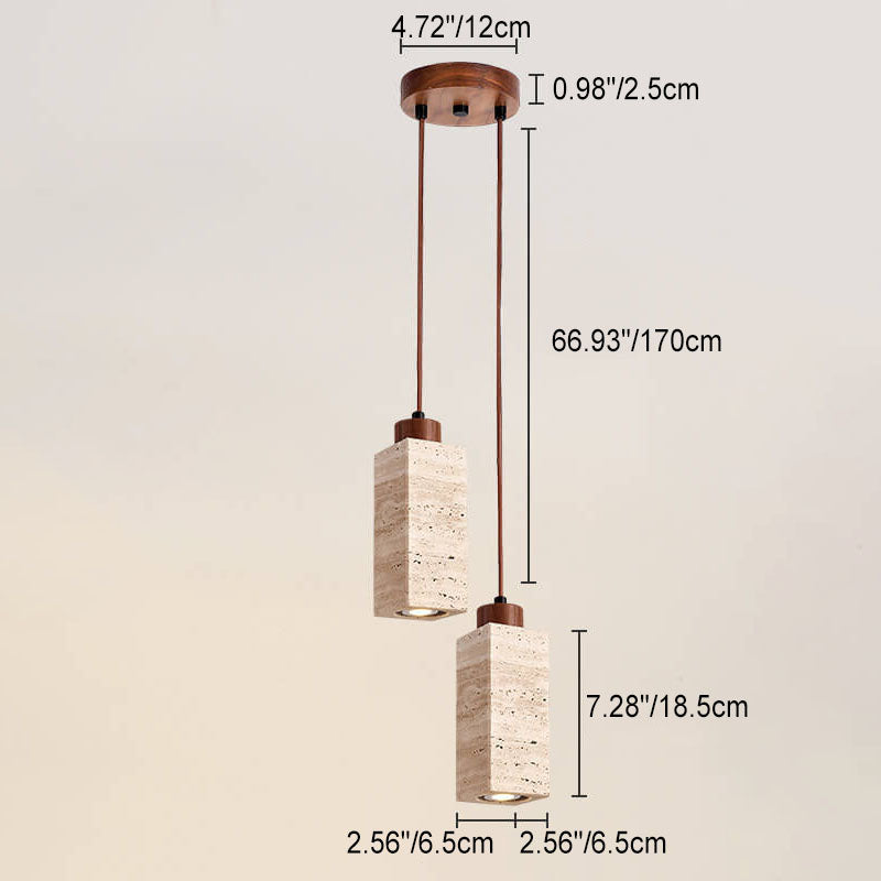 Japanese Wabi-Sabi Solid Wood Stone Island Chandelier