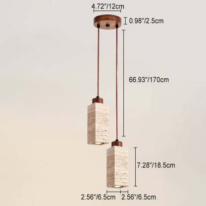 Japanese Wabi-Sabi Solid Wood Stone Island Chandelier