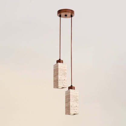 Japanese Wabi-Sabi Solid Wood Stone Island Chandelier