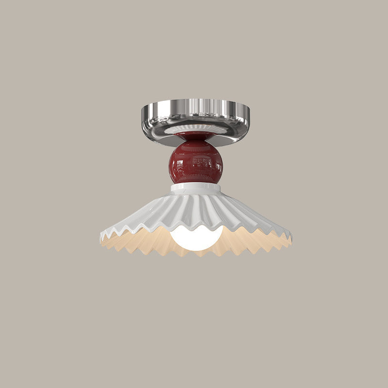 Modern Cream Iron Lace Round 1-Light Ceiling Light — C / Brown / 220V-240V For UK/AU