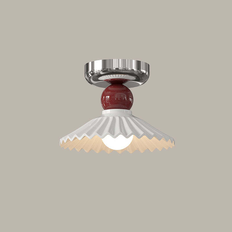Modern Cream Iron Lace Round 1-Light Ceiling Light — C / Brown / 220V-240V For UK/AU