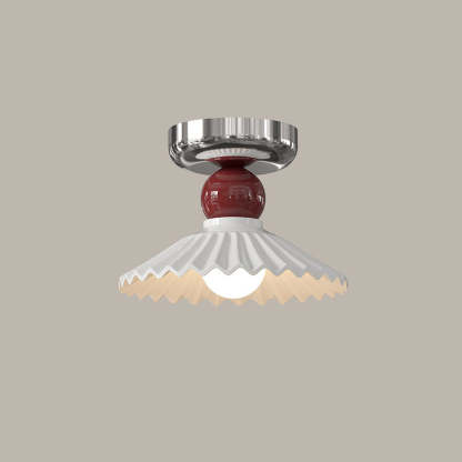 Modern Cream Iron Lace Round 1-Light Ceiling Light — C / Brown / 220V-240V For UK/AU