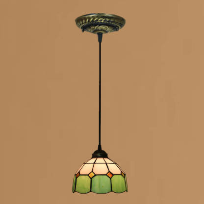 Tiffany European Stained Glass Dome Pendant Light — Pink / 110V-120V For US/CA