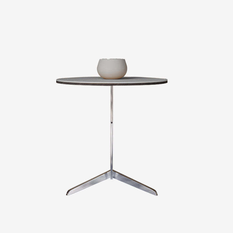 Lighom minimalist end round gray end & side tables in leather steel wood