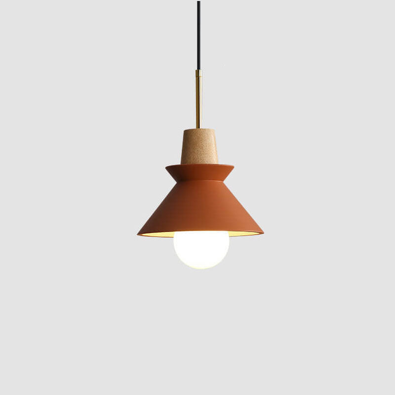 Nordic Macaron Wood Cement Pendant Light