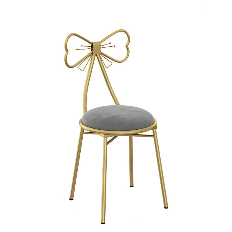 Bow Round Velvet Metal Vanity Stool