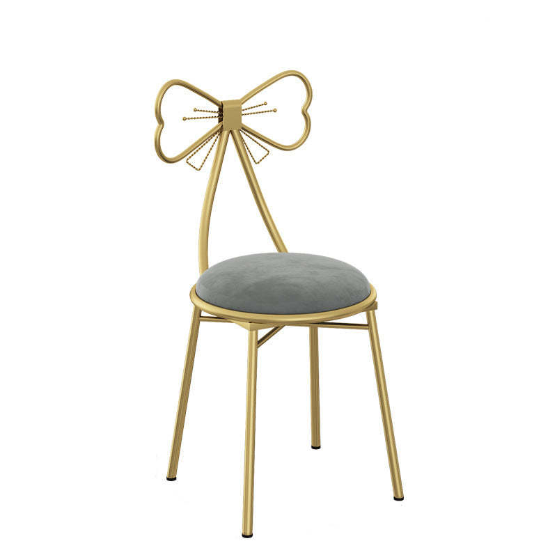 Bow Round Velvet Metal Vanity Stool