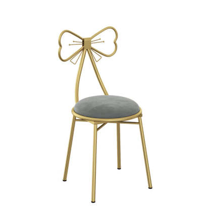 Bow Round Velvet Metal Vanity Stool
