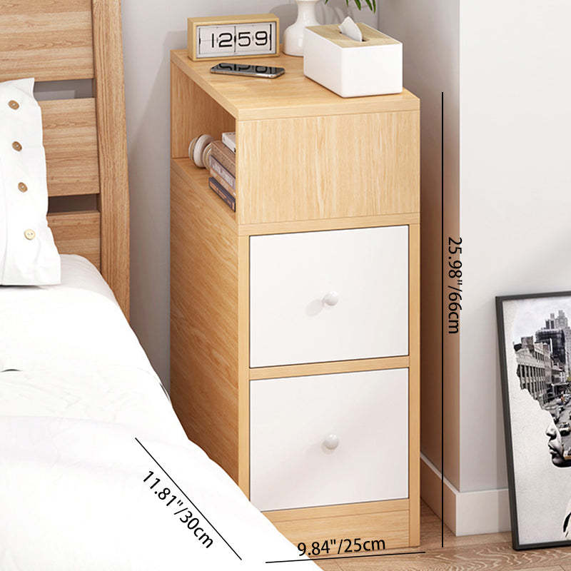 Scandinavian Artificial Panel 2-Drawer Nightstand — Gray