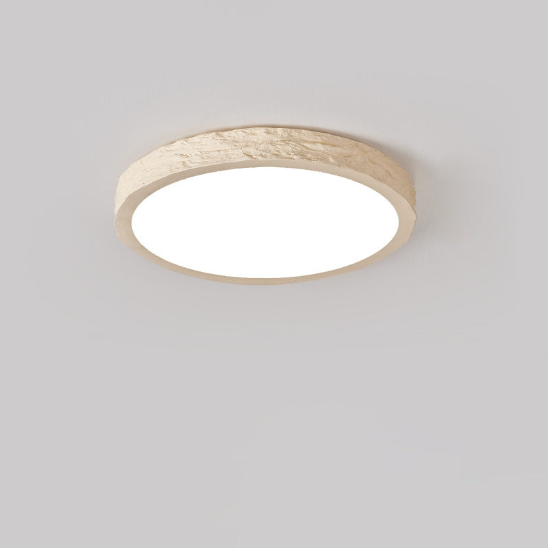 Minimalist Stone Grain Resin Iron LED Flush Mount Light