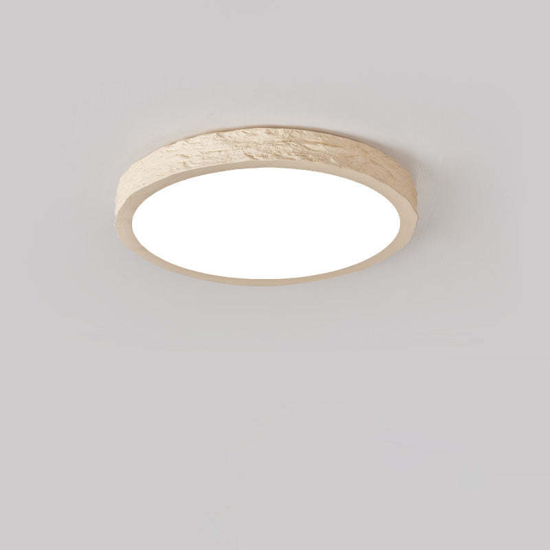 Minimalist Stone Grain Resin Iron LED Flush Mount Light