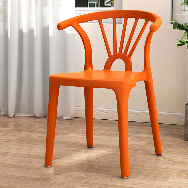 Scandinavian Arc Plastic Stackable Dining Chair — Orange