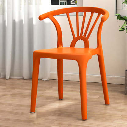 Scandinavian Arc Plastic Stackable Dining Chair — Orange