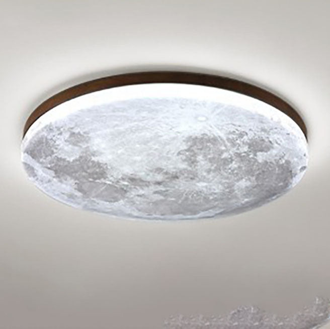 Nordic Minimalist Moon Round Acrylic LED Flush Mount Light