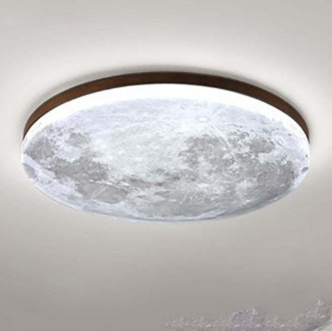 Nordic Minimalist Moon Round Acrylic LED Flush Mount Light