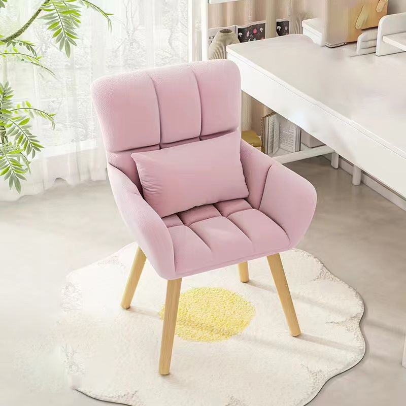 Houndstooth Flannel Tapered Leg Vanity Stool — Pink