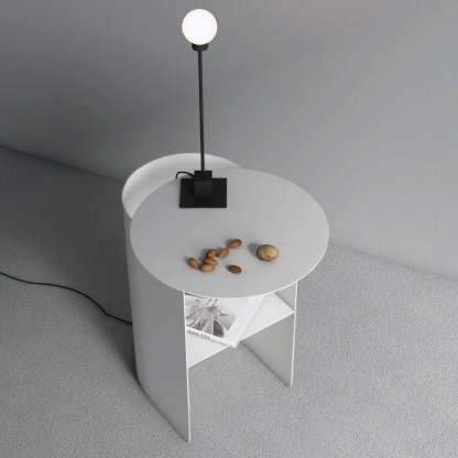 Minimalist Iron T-Shape Rectangular End Table 1-Storage — Iron / T Shape / White