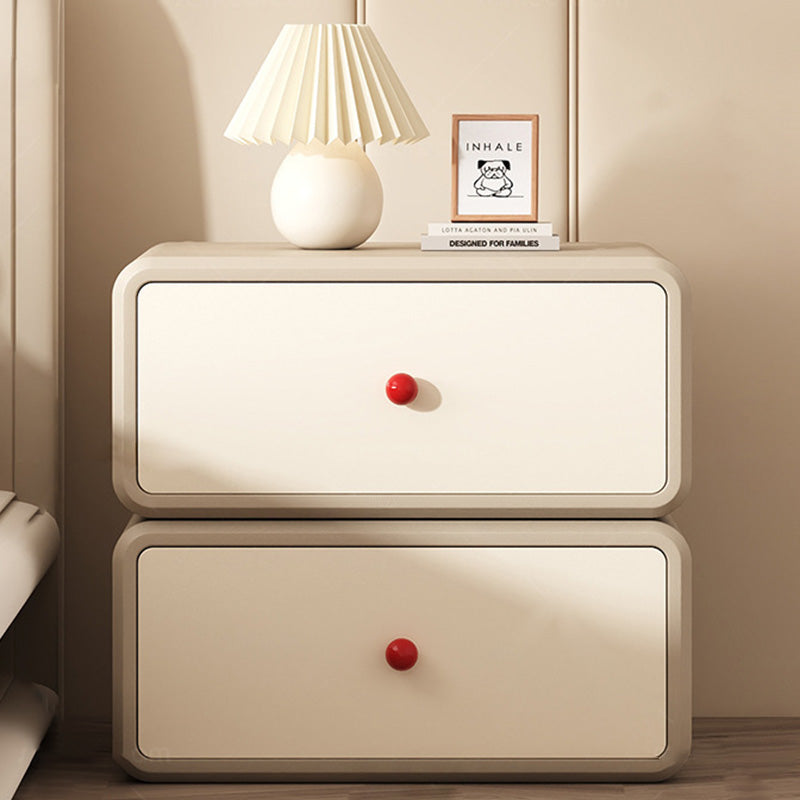 Minimalist Ceramic Cat Scratch Nightstand 2-Drawer — Light Brown & Beige