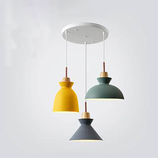 Lighom macaron 3-light metal chandeliers for kitchen — Round Base / 220V-240V (UK/AU