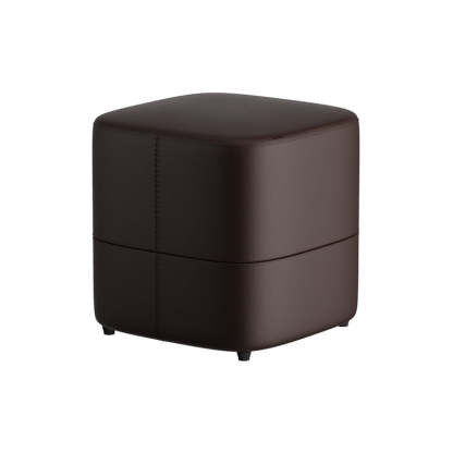 Minimalist Microfiber Leather Solid Wood Low Stool — Black