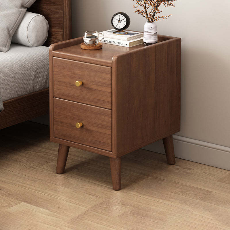 Chinese Wood 2-Drawer Nightstand