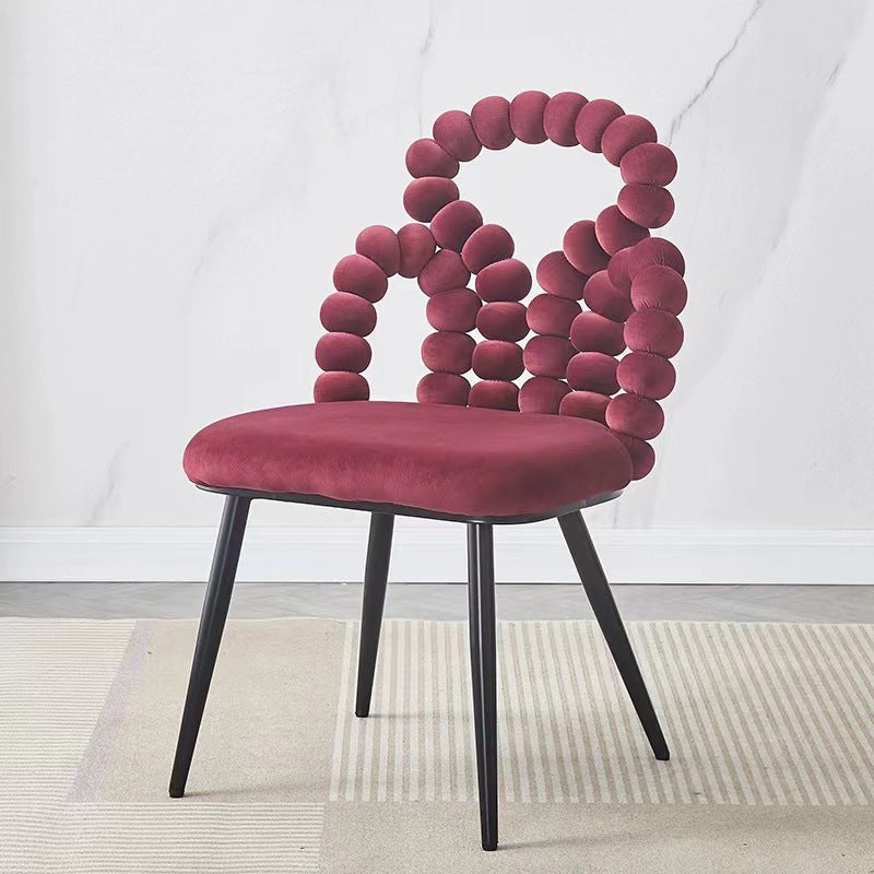Scandinavian Velvet Heart Ball Vanity Stool — B - Burgundy