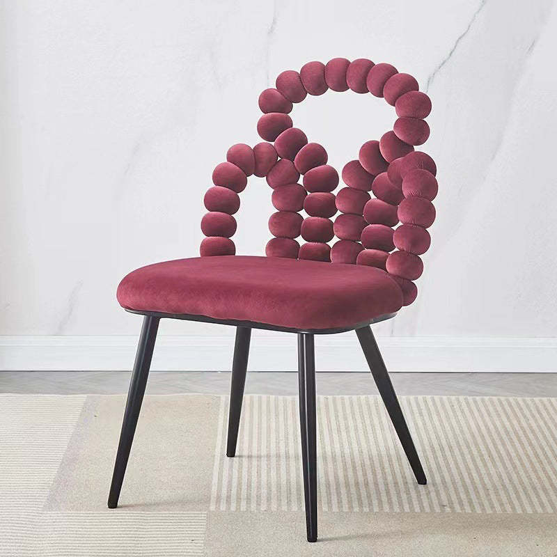 Scandinavian Velvet Heart Ball Vanity Stool — B - Burgundy