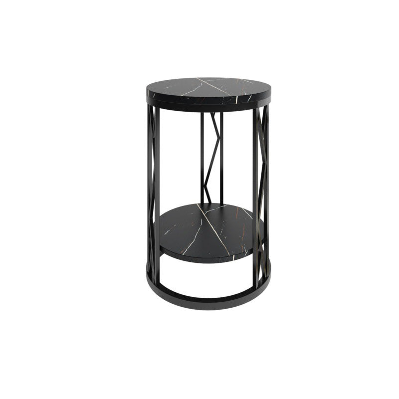 Luxury Round Iron Rock Slab Coffee Table