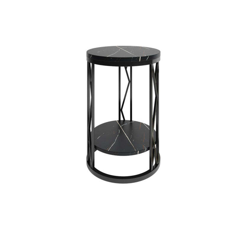 Luxury Round Iron Rock Slab Coffee Table