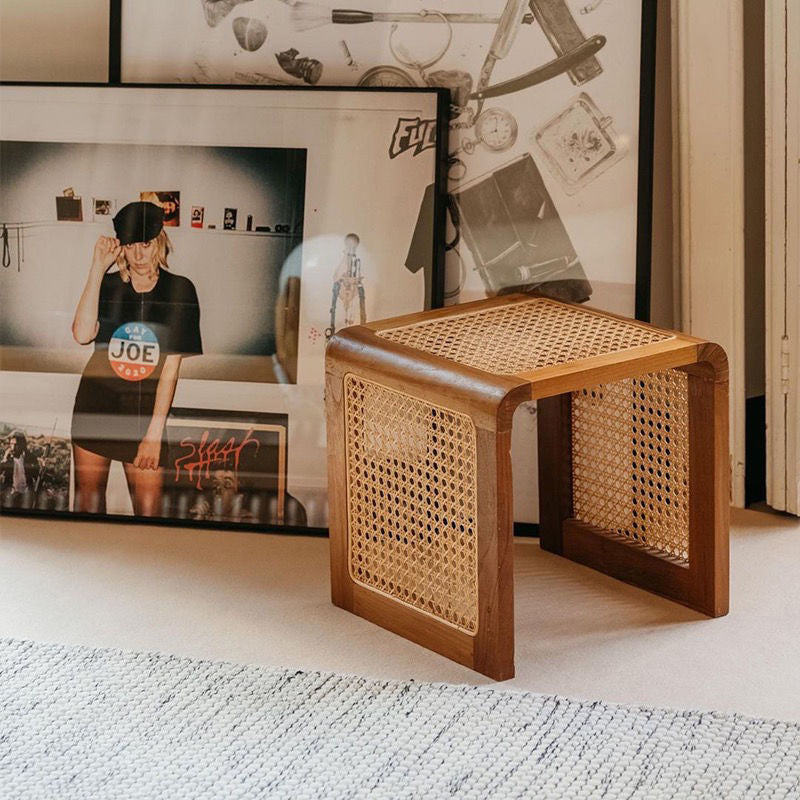 Vintage Rattan Solid Wood Coffee Table