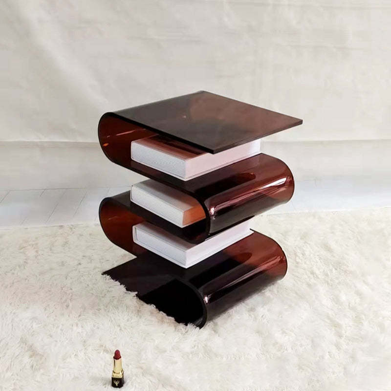 Brown acrylic 5-tier curved end & side tables - minimalist