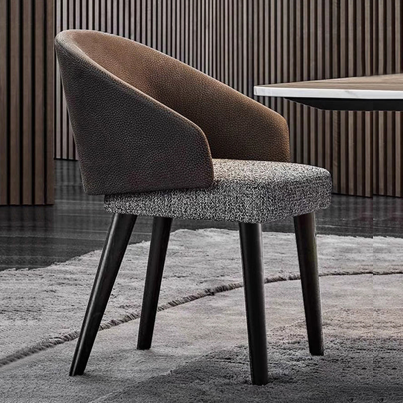 Modern Luxury Ring Back Leather Ash Dining Chair — Brown