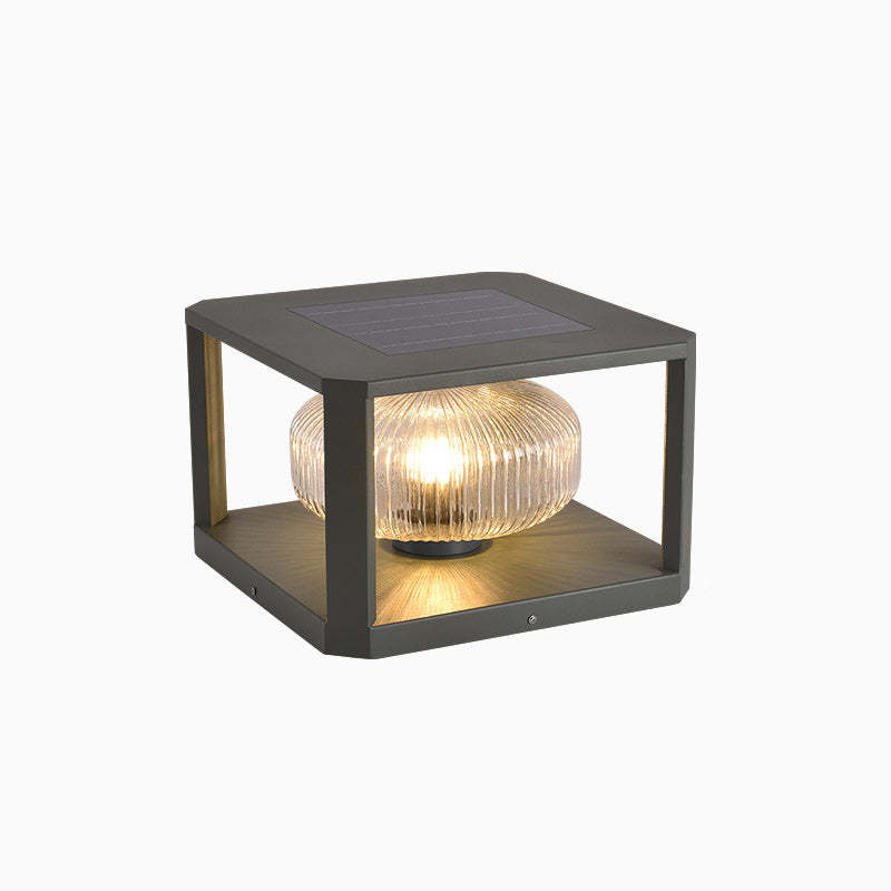 Modern Solar Stainless Steel Glass Cube Ball Landscape Light