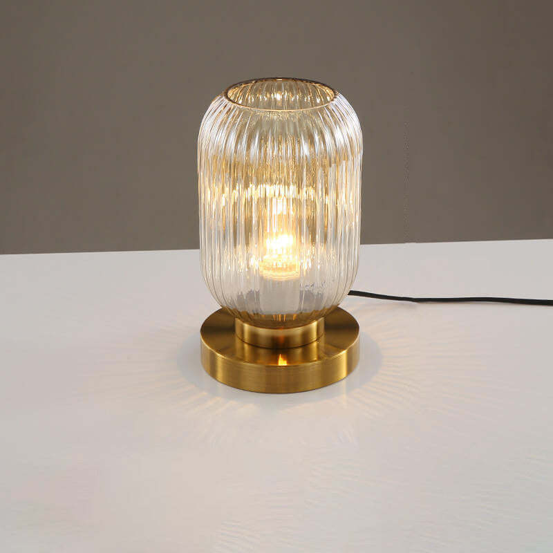Nordic Striped Glass Oval Table Lamp
