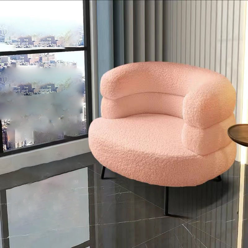 Nordic Curved Lambswool Steel Accent Chair