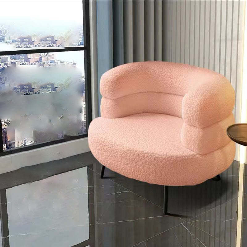 Nordic Curved Lambswool Steel Accent Chair