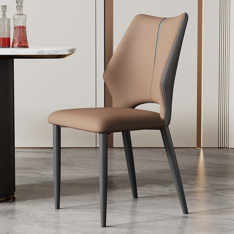 Gray leather microfiber dining chairs & benches - luxury — Coffee & Dark Gray