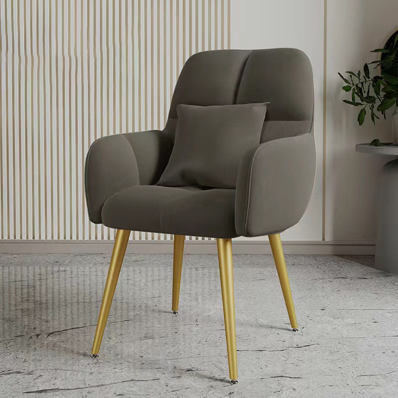 Minimalist Square Vanity Stool with Backrest — Gold / Beige