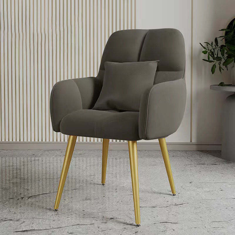 Minimalist Square Vanity Stool with Backrest — Gold / Beige