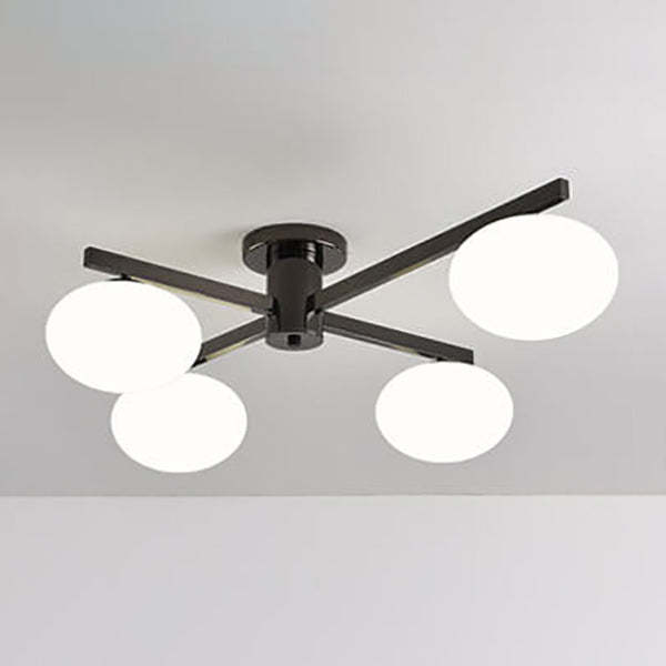 Nordic Glass Iron Ball 3/4/5-Light Semi-Flush Ceiling Light — 5 / 110V-120V For US/CA / Chrome
