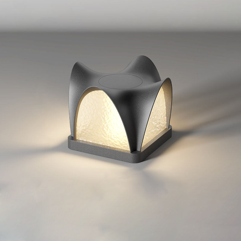 Art Deco Solar Curve Cube LED Outdoor Landscape Light