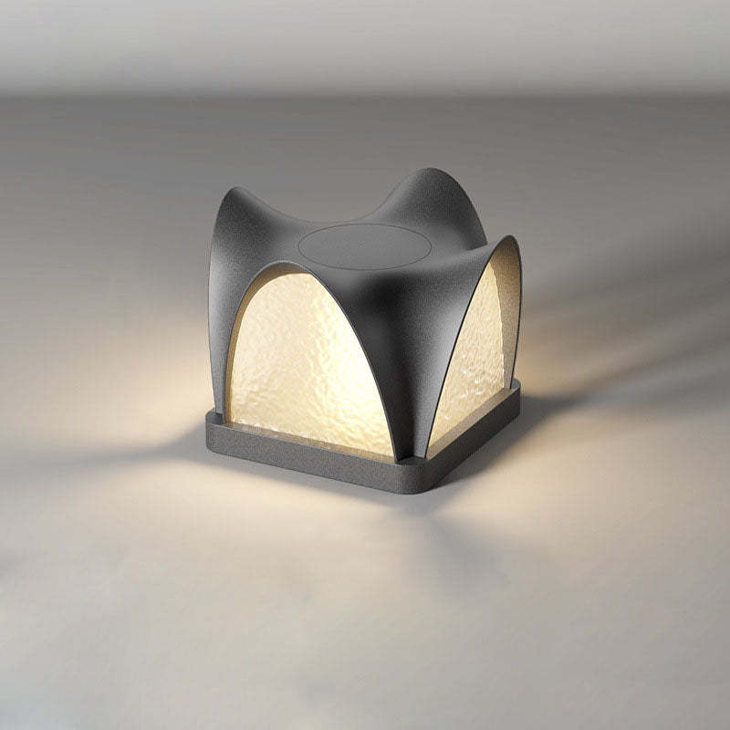 Art Deco Solar Curve Cube LED Outdoor Landscape Light