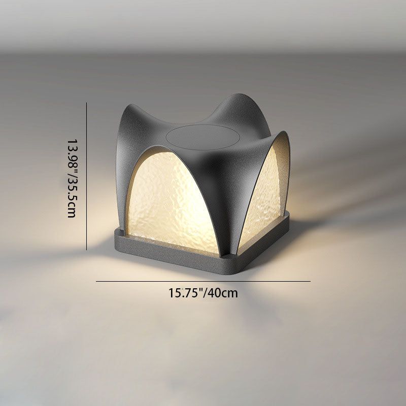 Art Deco Solar Curve Cube LED Outdoor Landscape Light