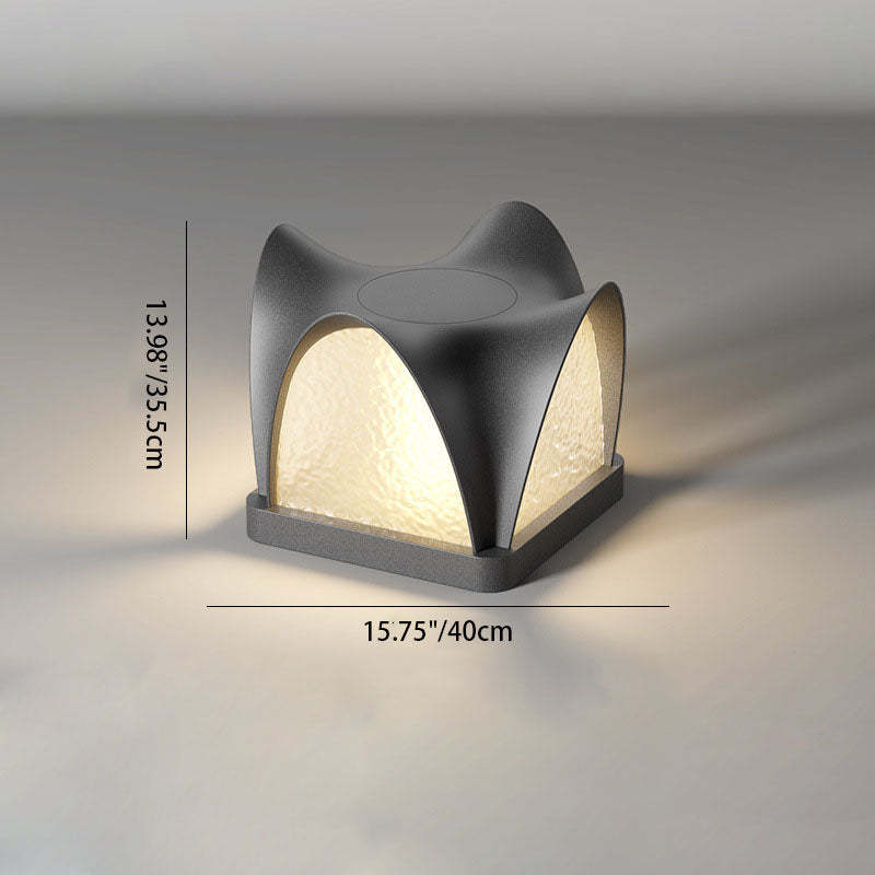 Art Deco Solar Curve Cube LED Outdoor Landscape Light