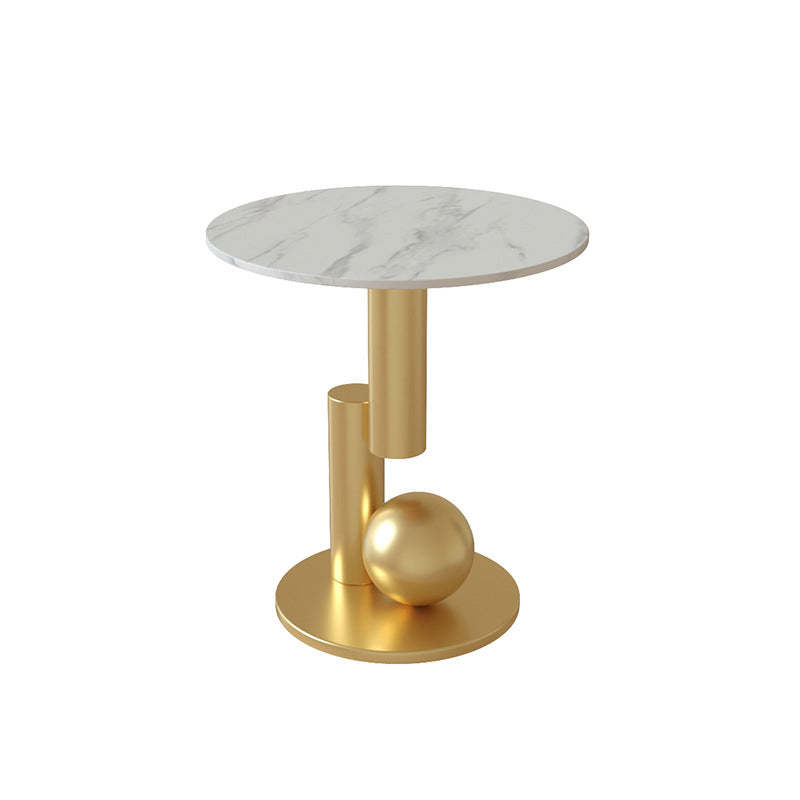 Luxury Rock Slab Geometric Base End Table