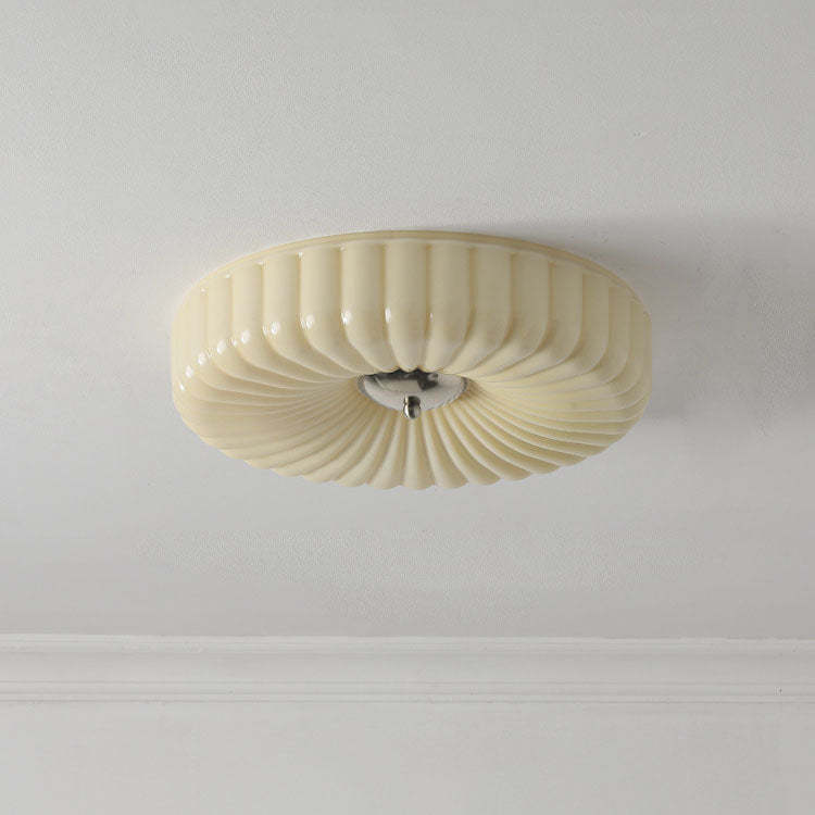 Nordic Striped Glass Round LED Flush Mount Light