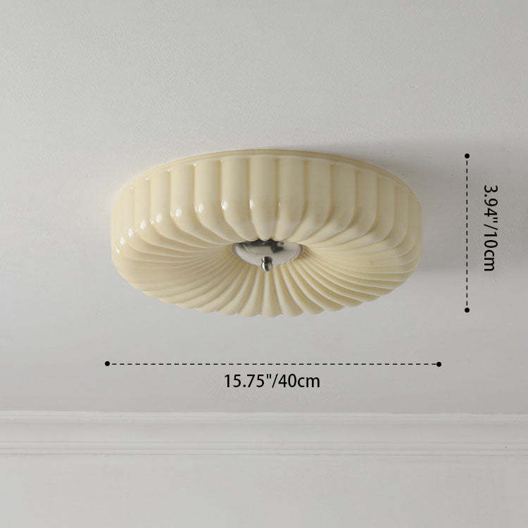 Nordic Striped Glass Round LED Flush Mount Light