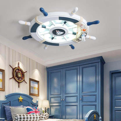 Cartoon Plastic Sailboat LED Flush Mount Light